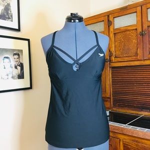 Speedo, sz10,  black, tankini top, lightly padded